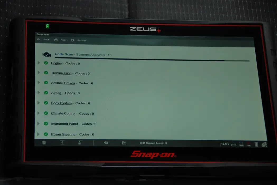 Adaptation values on diagnostic screen
